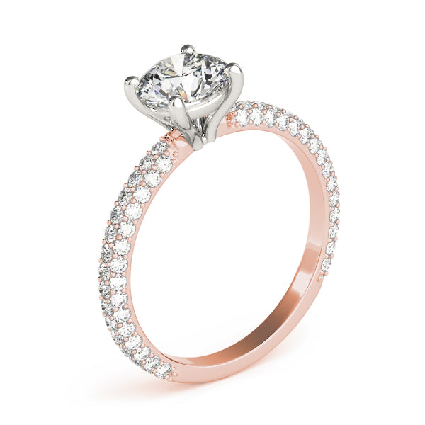 Pave Engagement Ring With Round Head - TN51091-E