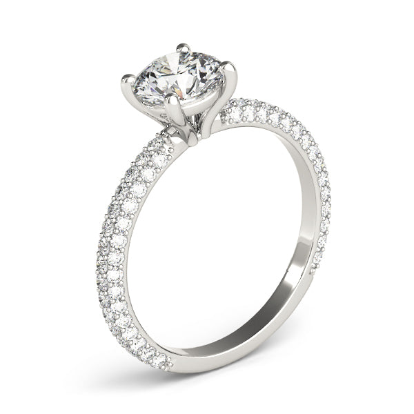 Pave Engagement Ring With Round Head - TN51091-E