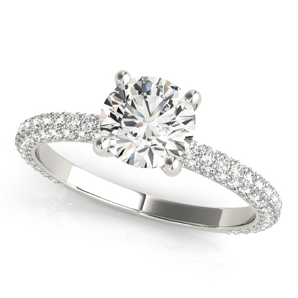 Pave Engagement Ring With Round Head - TN51091-E