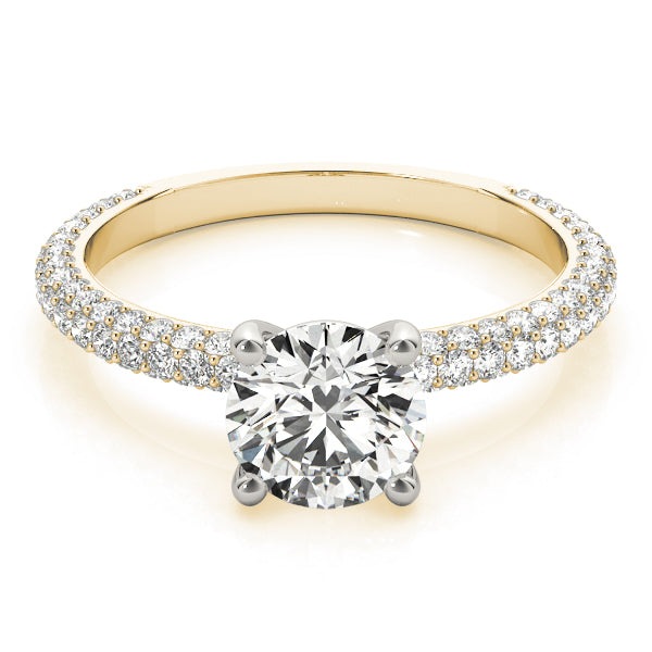 Pave Engagement Ring With Round Head - TN51091-E