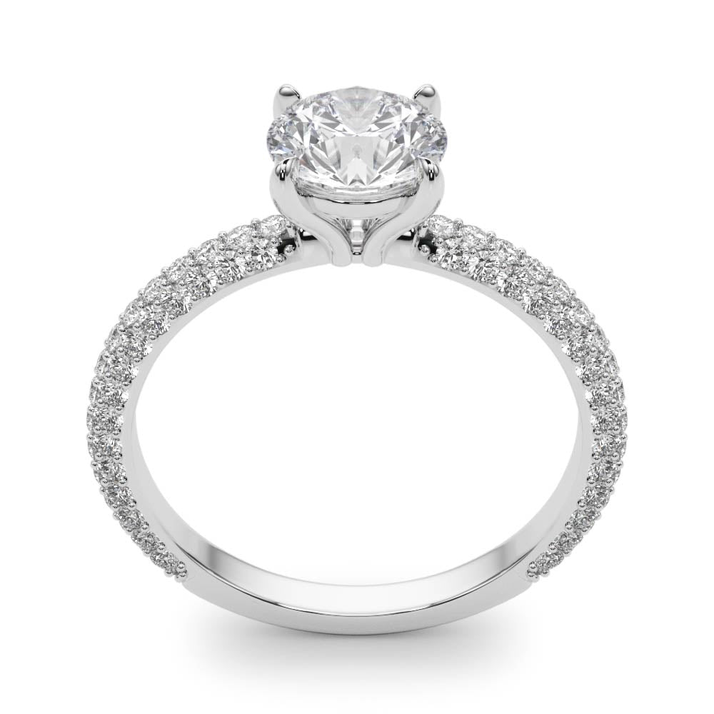 Pave Engagement Ring With Round Head - TN51091-E