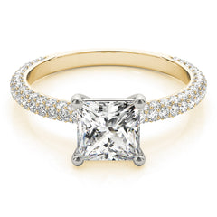 Pave Engagement Ring With Princess Cut Head - TN51092-E