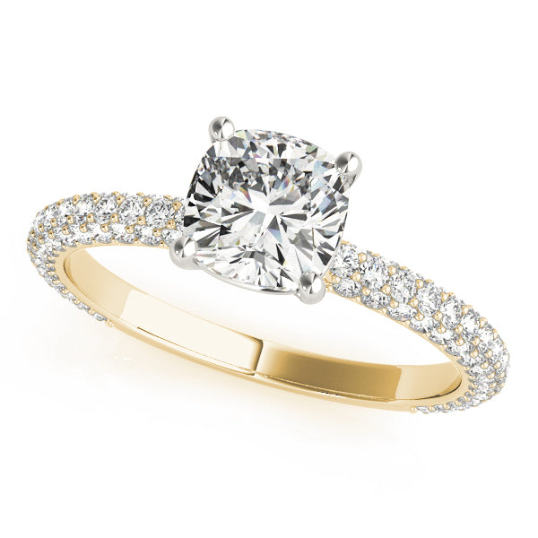 Pave Engagement Ring With Cushion Head - TN51093-E