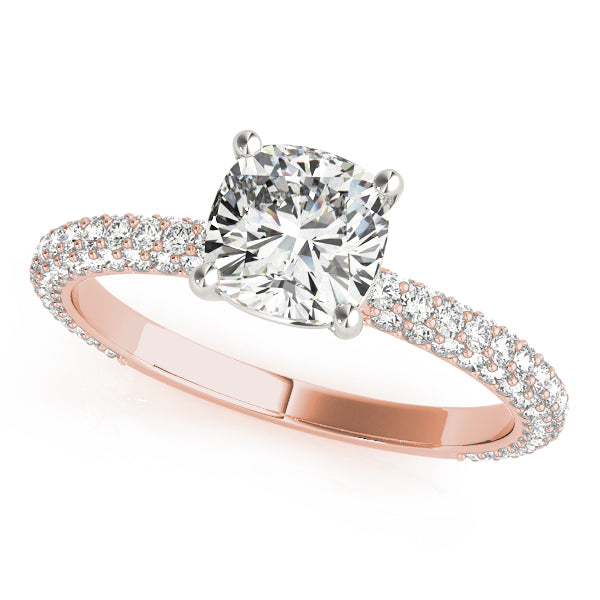 Pave Engagement Ring With Cushion Head - TN51093-E