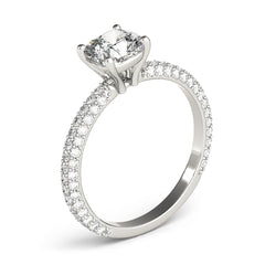 Pave Engagement Ring With Cushion Head - TN51093-E