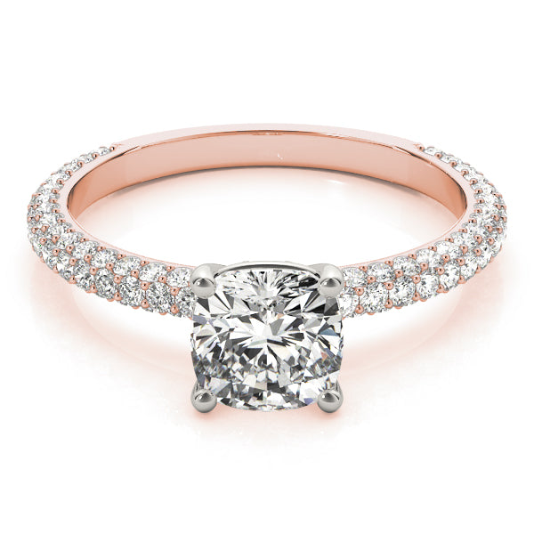 Pave Engagement Ring With Cushion Head - TN51093-E