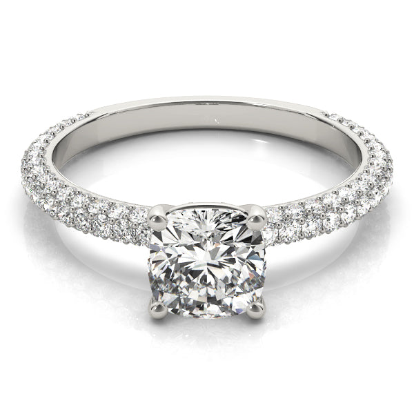 Pave Engagement Ring With Cushion Head - TN51093-E