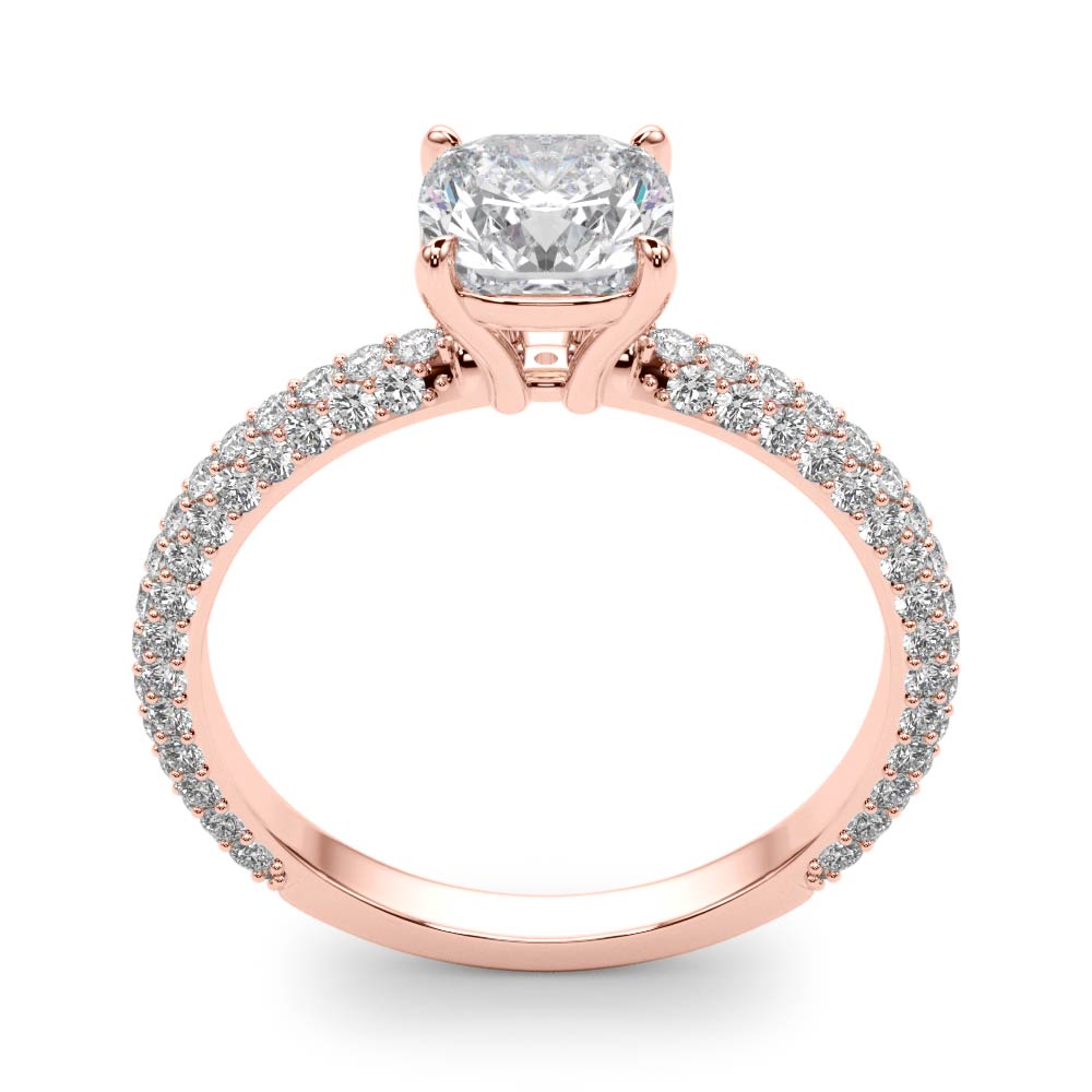 Pave Engagement Ring With Cushion Head - TN51093-E