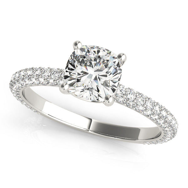 Pave Engagement Ring With Cushion Head - TN51093-E