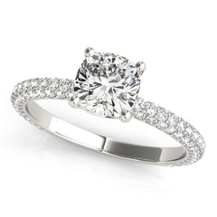 Pave Engagement Ring With Cushion Head - TN51093-E