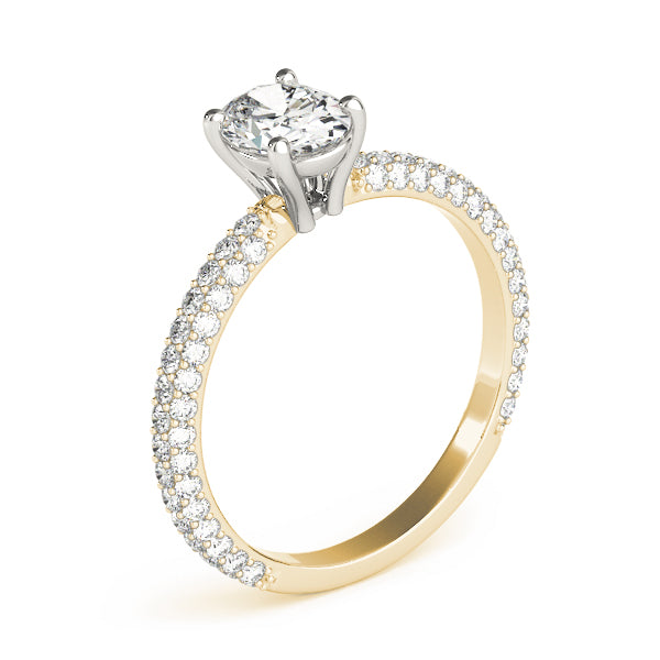 Pave Engagement Ring With Oval Center - TN51094-E