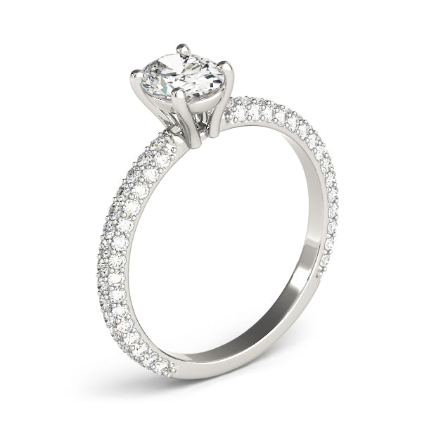 Pave Engagement Ring With Oval Center - TN51094-E