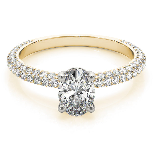 Pave Engagement Ring With Oval Center - TN51094-E