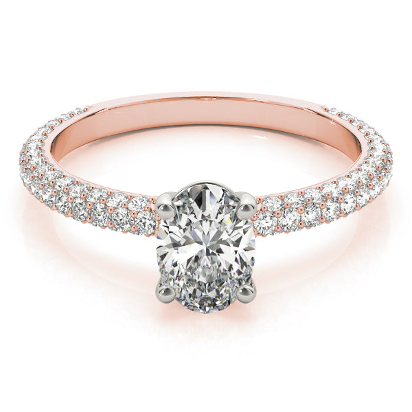 Pave Engagement Ring With Oval Center - TN51094-E