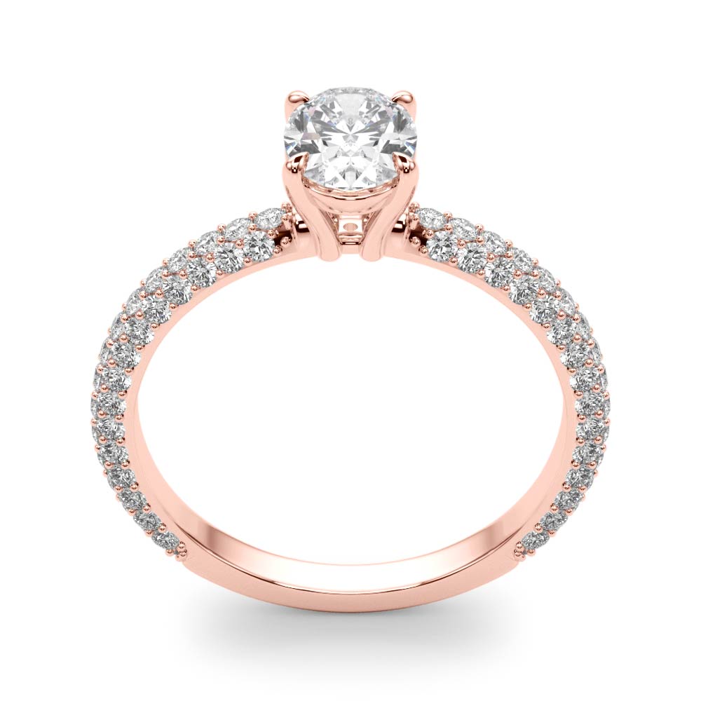 Pave Engagement Ring With Oval Center - TN51094-E