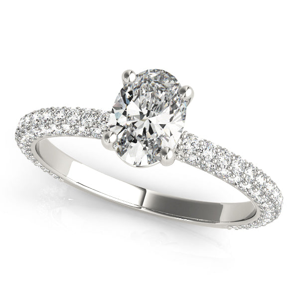 Pave Engagement Ring With Oval Center - TN51094-E