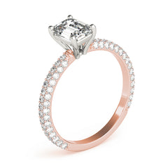 Pave Engagement Ring With Emerald Cut Center - TN51095-E