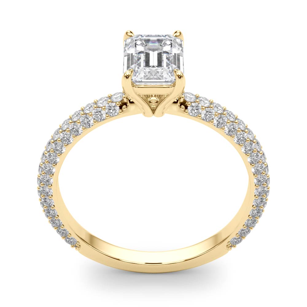 Pave Engagement Ring With Emerald Cut Center - TN51095-E