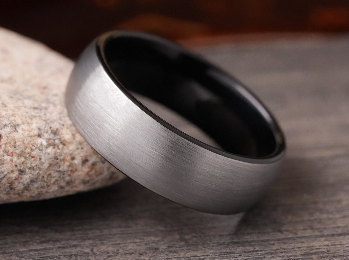 The Nereid | Domed Tungsten Wedding Ring With A Brushed Finish