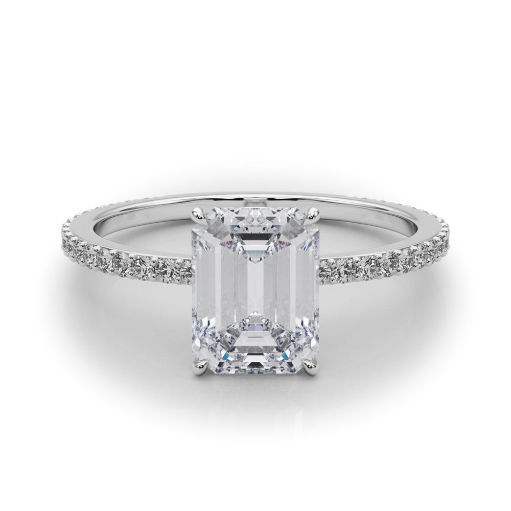 Hidden Halo Emerald Cut Center Single Row - TN85294