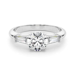 3 Stone Ring Round Center Taper Baguette Sides - TN85330