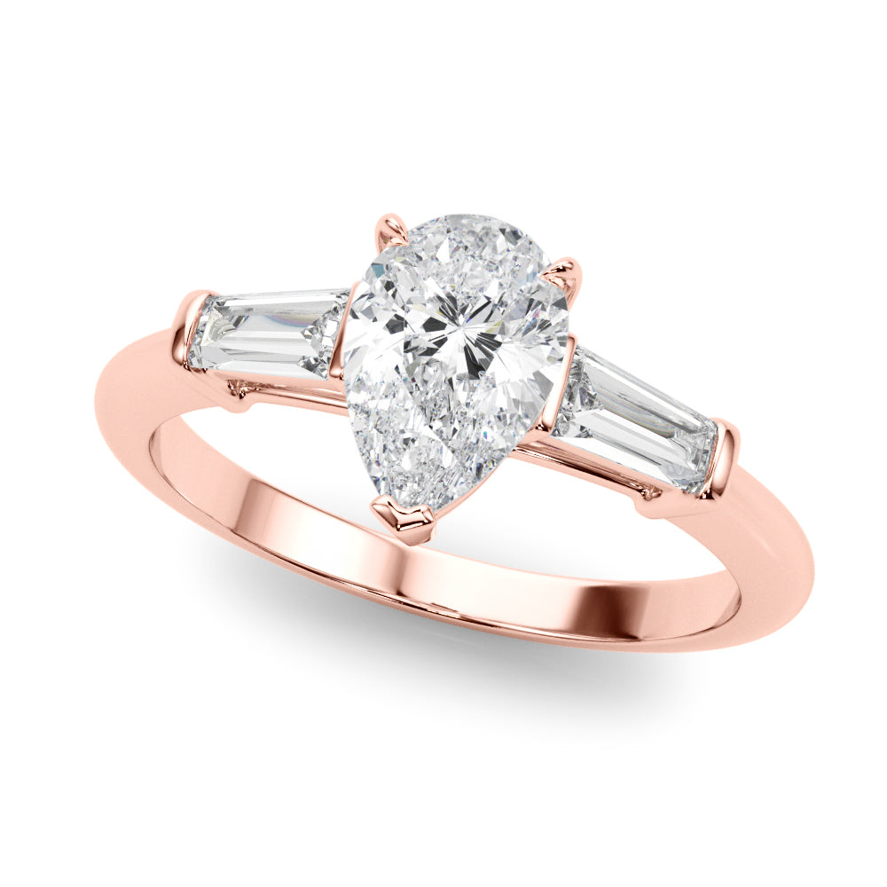 3 Stone Ring Pear Center Taper Baguette Sides - TN85337