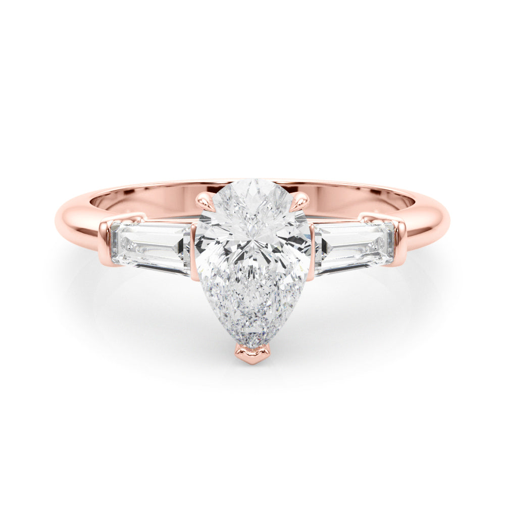 3 Stone Ring Pear Center Taper Baguette Sides - TN85337