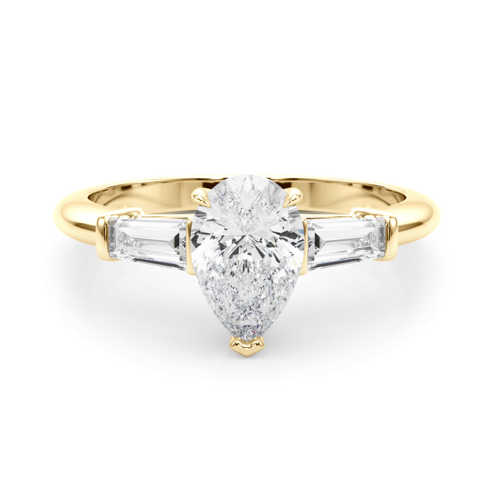 3 Stone Ring Pear Center Taper Baguette Sides - TN85337