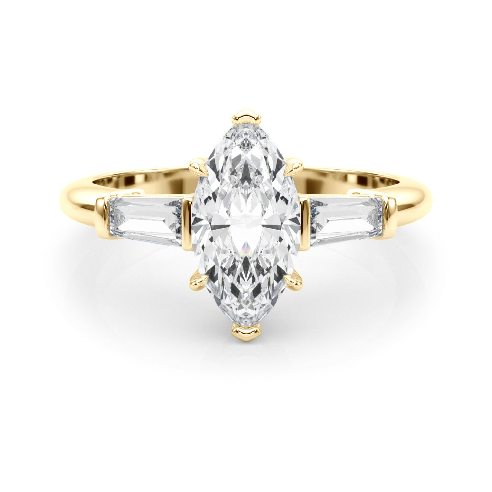 3 Stone Ring Marquise Center Taper Bagutte Sides - TN85339