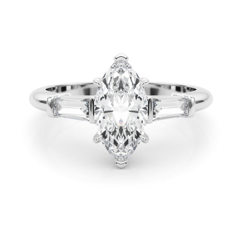 3 Stone Ring Marquise Center Taper Bagutte Sides - TN85339