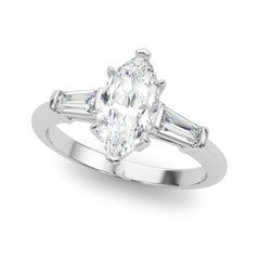 3 Stone Ring Marquise Center Taper Bagutte Sides - TN85339